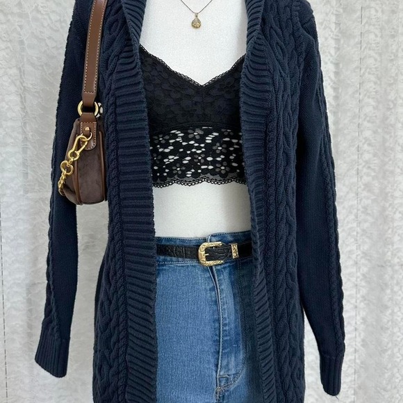 L.L.Bean Navy blue cotton cardigan - Picture 1 of 7